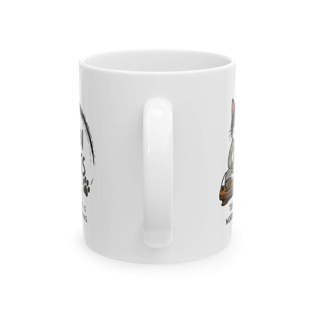 Cat Coffee Mug – Cute Cat Drinking Coffee Ceramic Mug (11oz & 15oz)