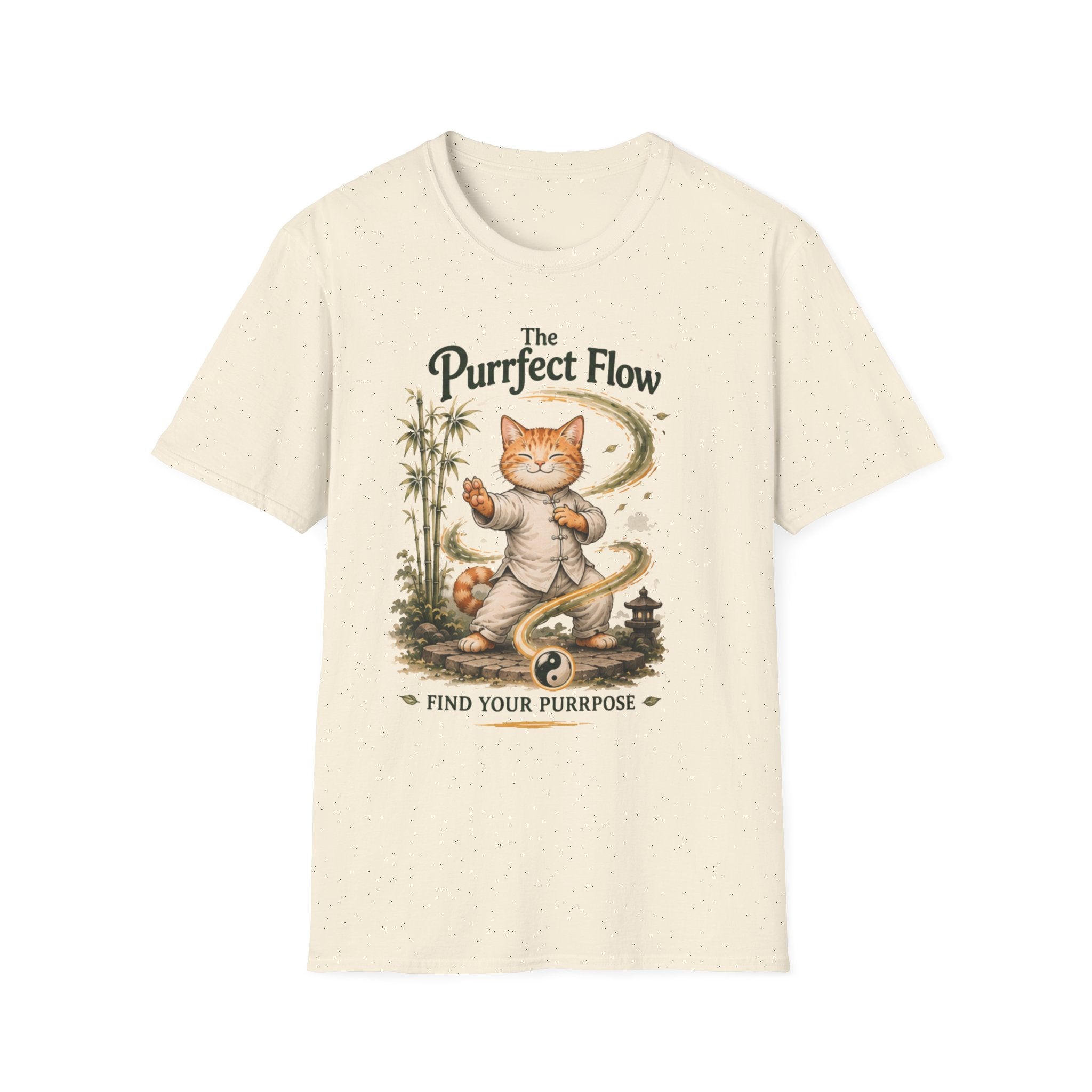 The Purrfect Flow Cat T-Shirt — Find Your Purrrpose Graphic Tee